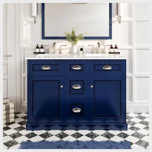 Eviva Epic 48" Bathroom Vanity Double Sinks Undermount Carrara Quartz Countertop New