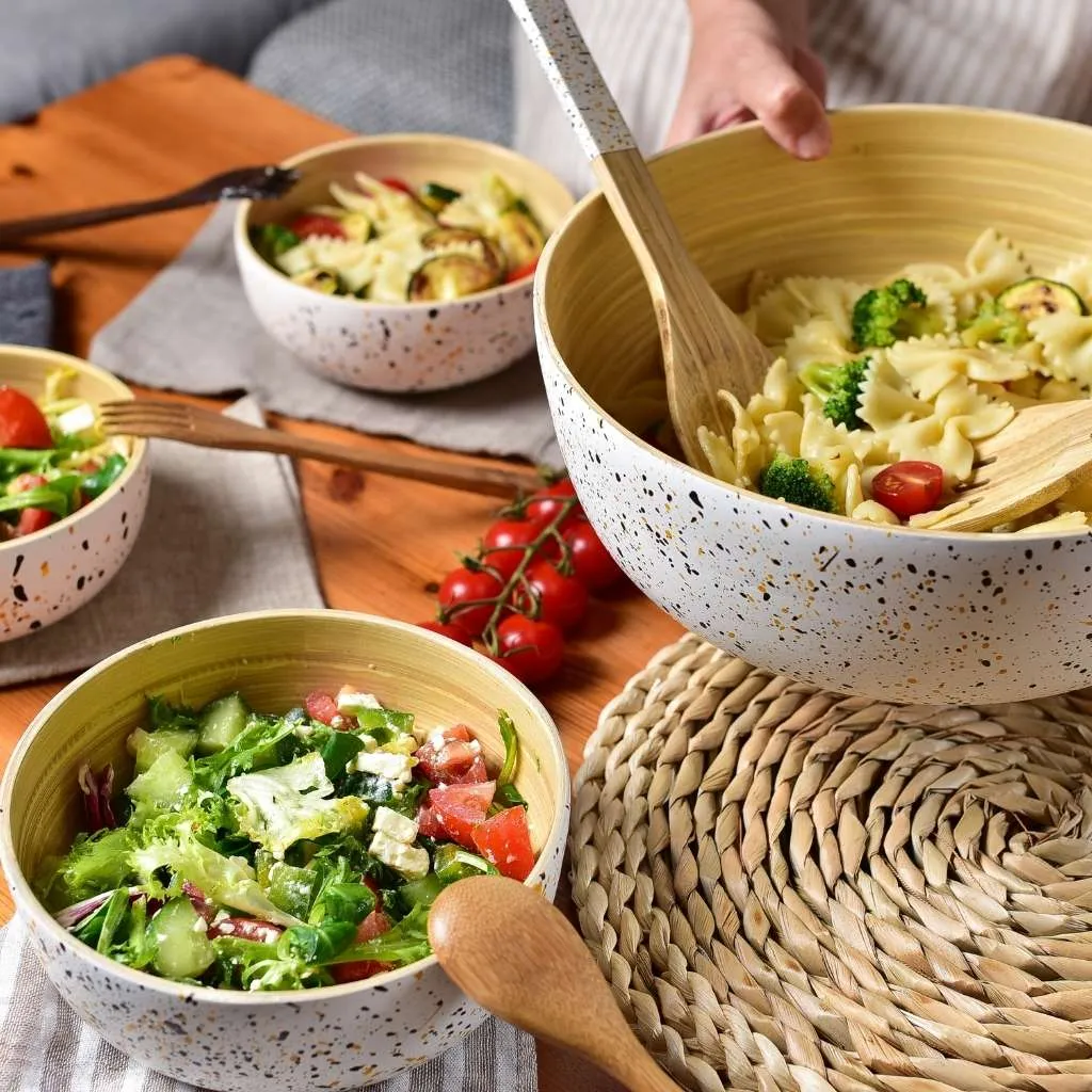 Extra Large Bamboo Salad Bowl (28cm / 11" Diameter): White