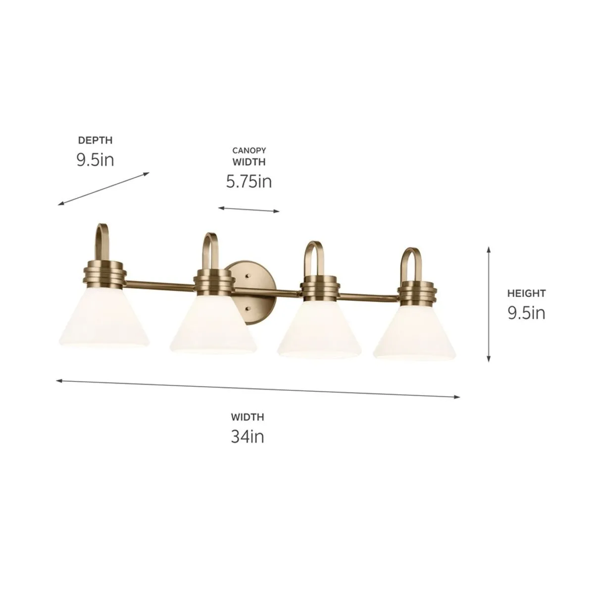 Farum 34 in. 4 Lights Vanity Light Champagne Bronze Finish