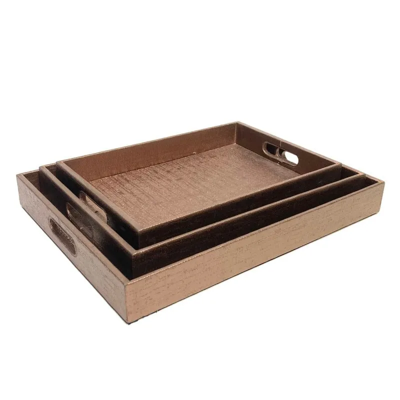 Faux Leather Serving Tray (Set of 3)