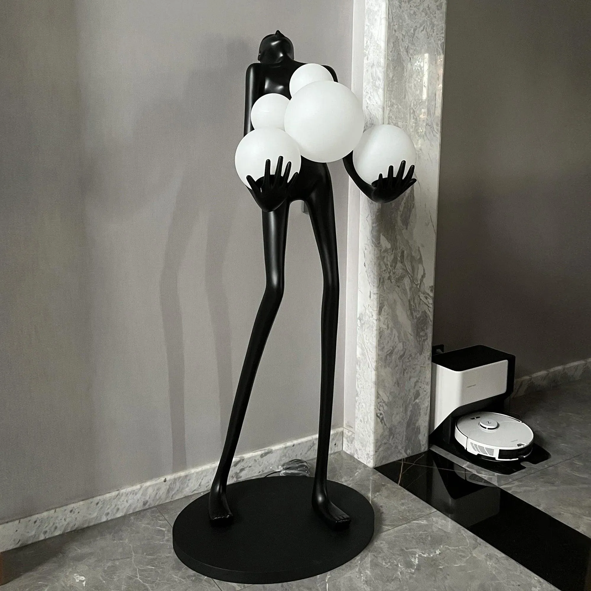 FINEST Human Statue Floor Lights Abstract Fiberglass Sculpture FF-010