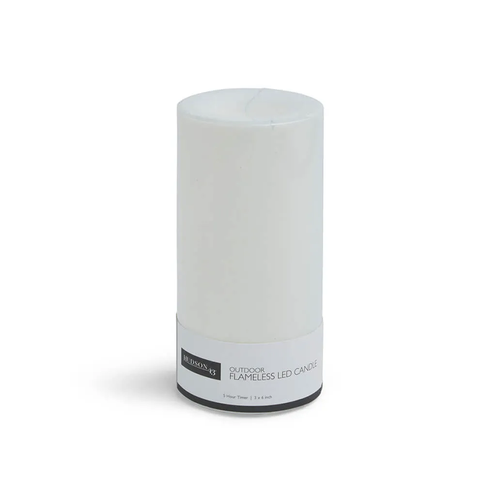 Flameless White LED Indoor Outdoor Pillar Candle, 3in x 6in