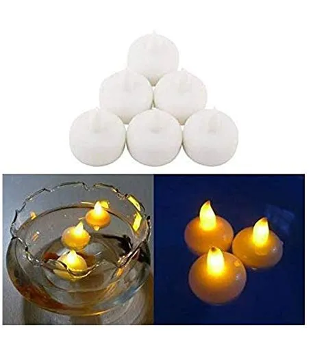 Forme Collection New LED Light Diya with Water Sensor (Set of 10) | Floating Diyas | White Colour | No Electricitry Needed | Artificial Diya with led Light, Best for Diwali Purpose