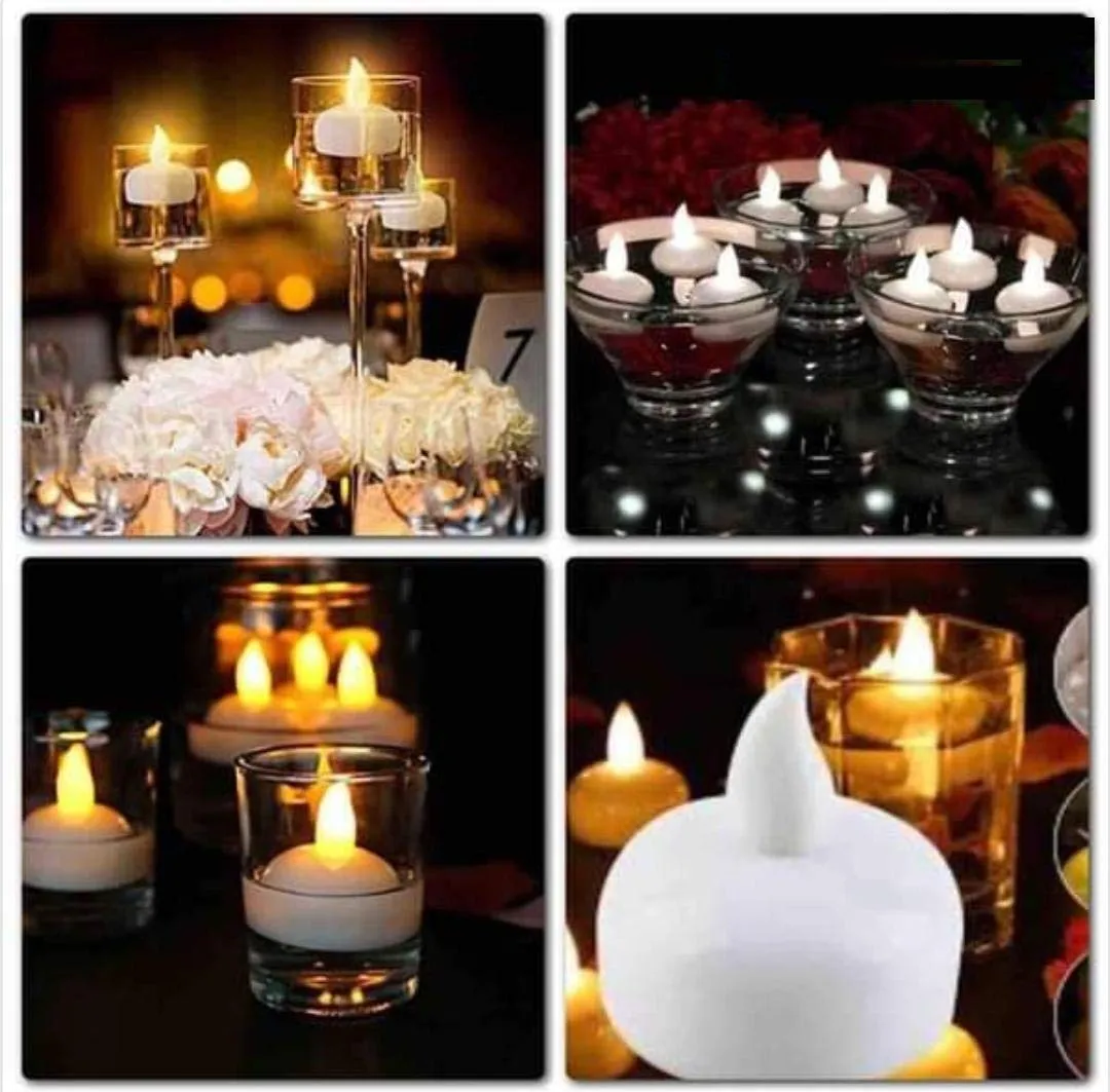 Forme Collection New LED Light Diya with Water Sensor (Set of 10) | Floating Diyas | White Colour | No Electricitry Needed | Artificial Diya with led Light, Best for Diwali Purpose