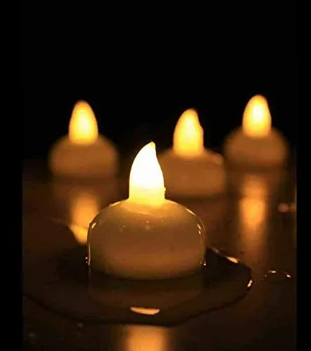 Forme Collection New LED Light Diya with Water Sensor (Set of 10) | Floating Diyas | White Colour | No Electricitry Needed | Artificial Diya with led Light, Best for Diwali Purpose