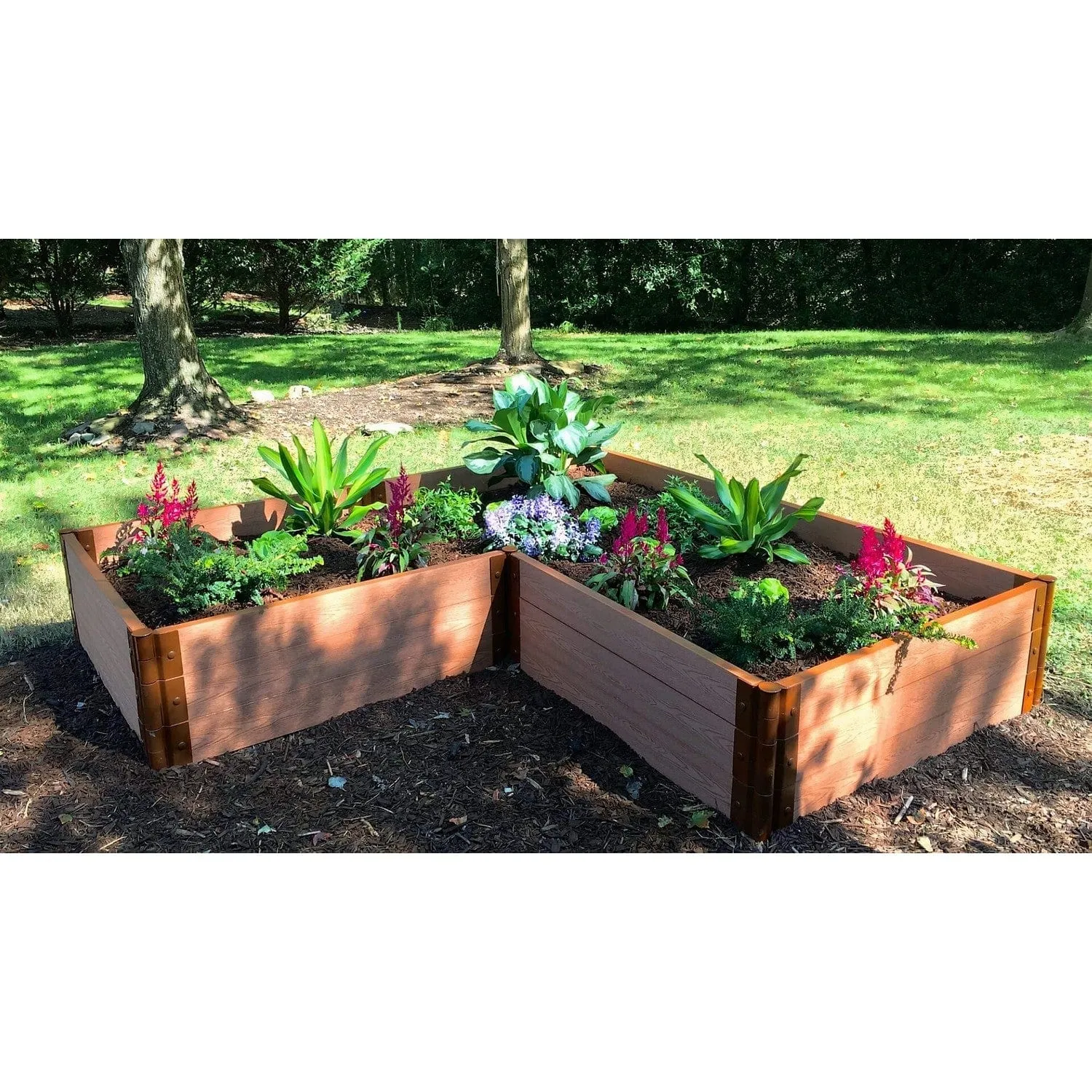 Frame It All | Tool-Free Arrowhead Straight Corner Raised Garden Bed 8' X 8' X 5.5" - Classic Sienna