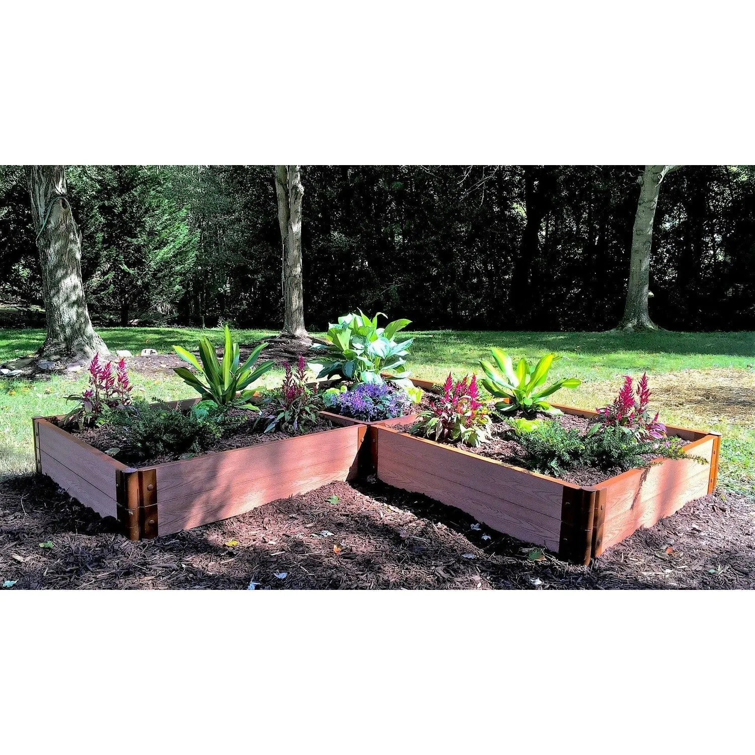 Frame It All | Tool-Free Arrowhead Straight Corner Raised Garden Bed 8' X 8' X 5.5" - Classic Sienna