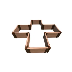 Frame It All | Tool-Free Military Medallion Raised Garden Bed (Kit Cross) 6' X 6' X 11" - Classic Sienna - 1" Profile