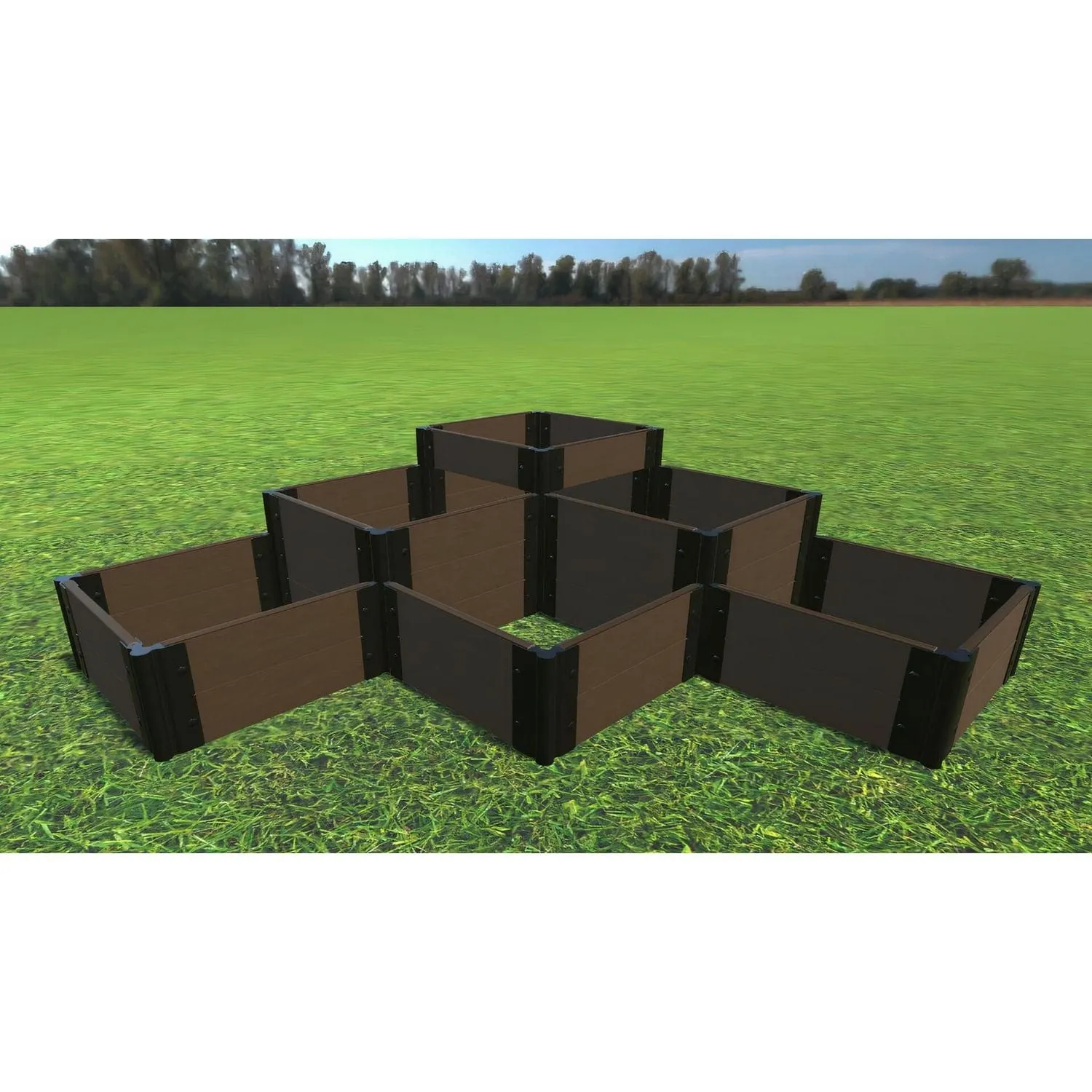 Frame It All | Tool-Free The Banaue Raised Garden Bed (Terraced) 6' X 6' Upload Brown - 1" Profile