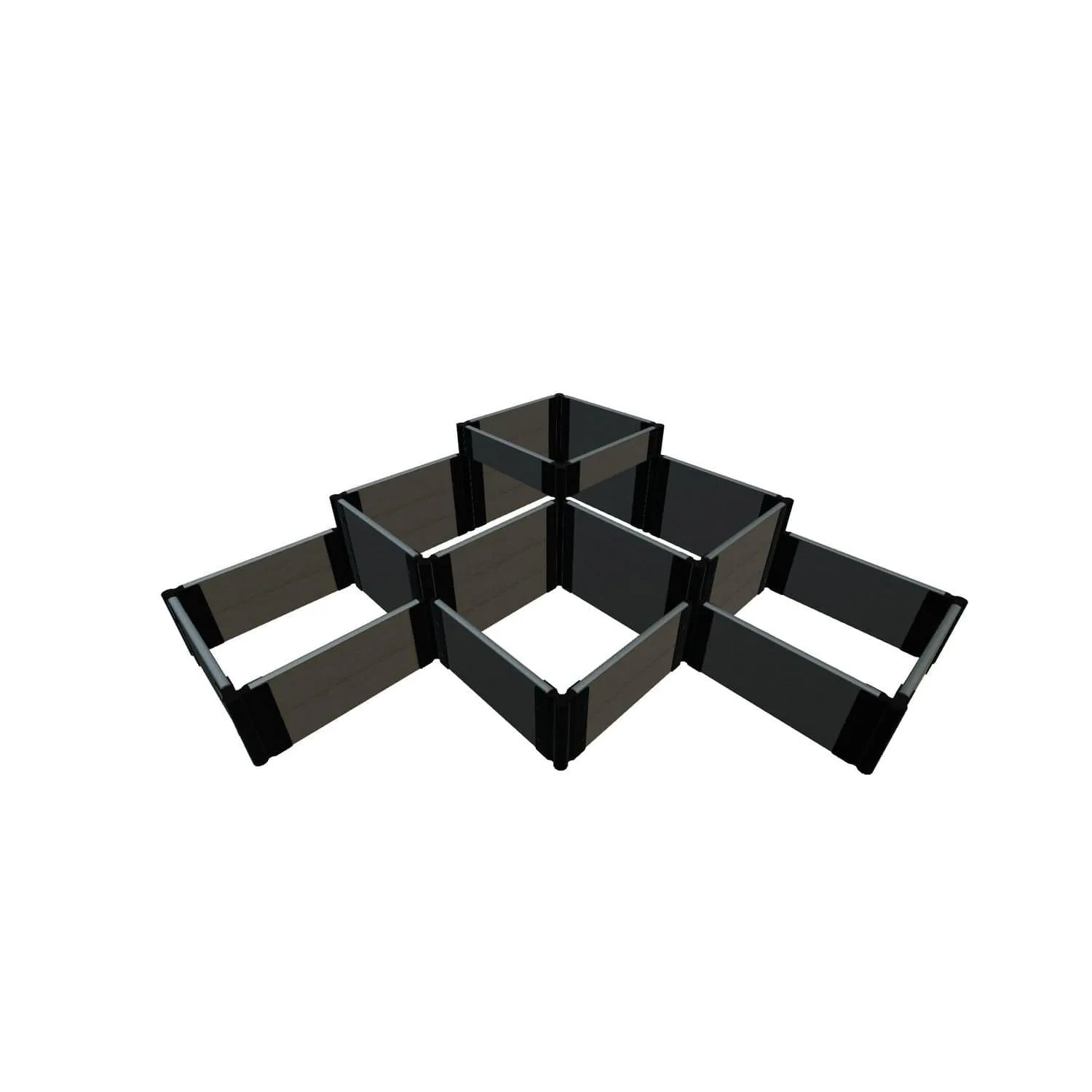 Frame It All | Tool-Free The Banaue Raised Garden Bed (Terraced) 6' X 6' Weathered Wood - 1" Profile