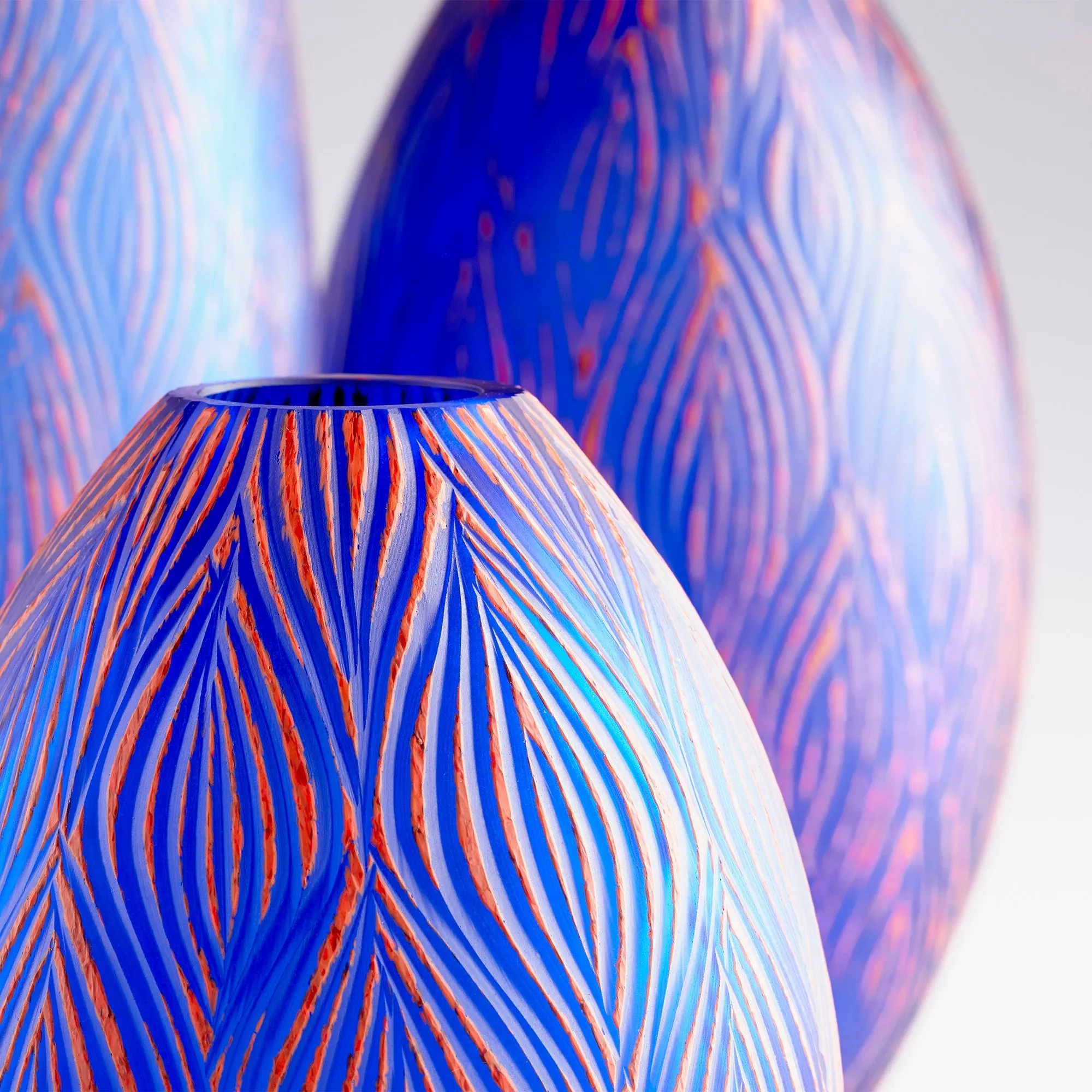 Fused Groove Vase|Blue-LG by Cyan