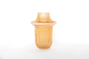 Gabel & Teller Glass Ribbed Vase 22cm - Amber