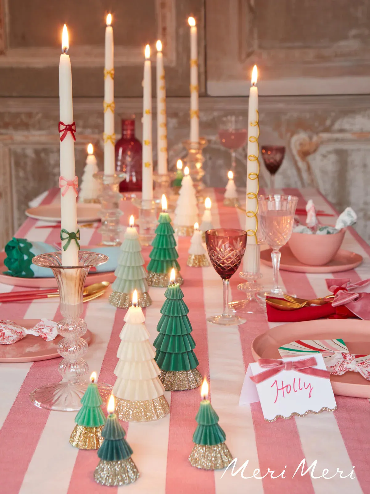 Gold Bow Taper Candle