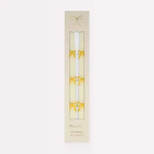 Gold Bow Taper Candle