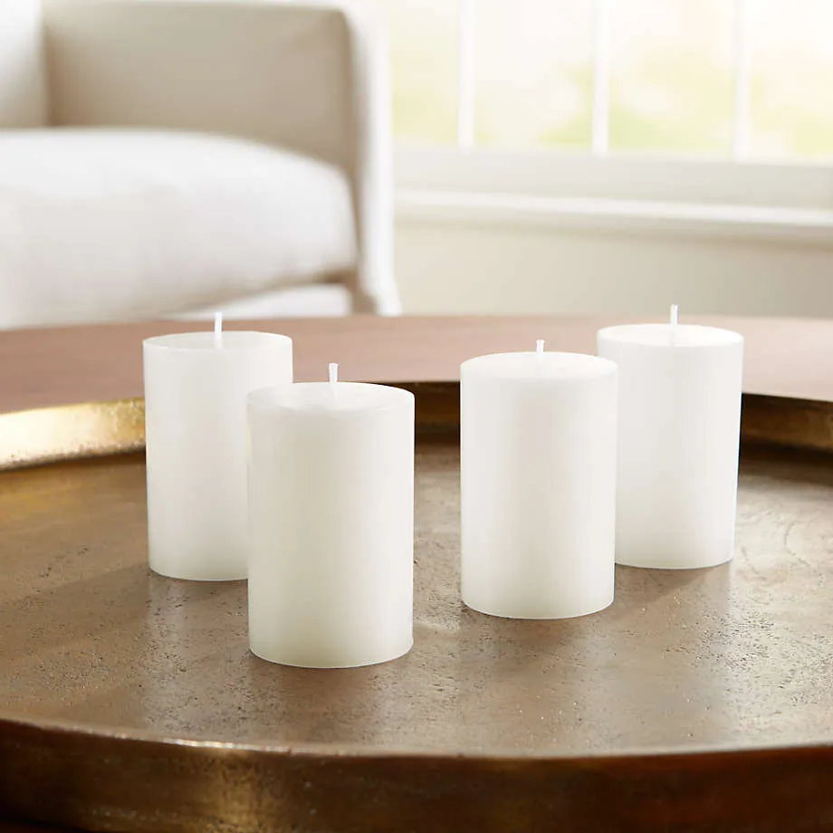 GOZZTOM Piller Candles Smoke Less for Party and Event Decoration Non-Scented White (2X4 Inch) - Pack of 4