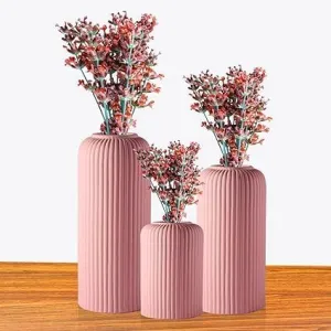 Greennest Artisan Trio: Handcrafted Ceramic Vases Set