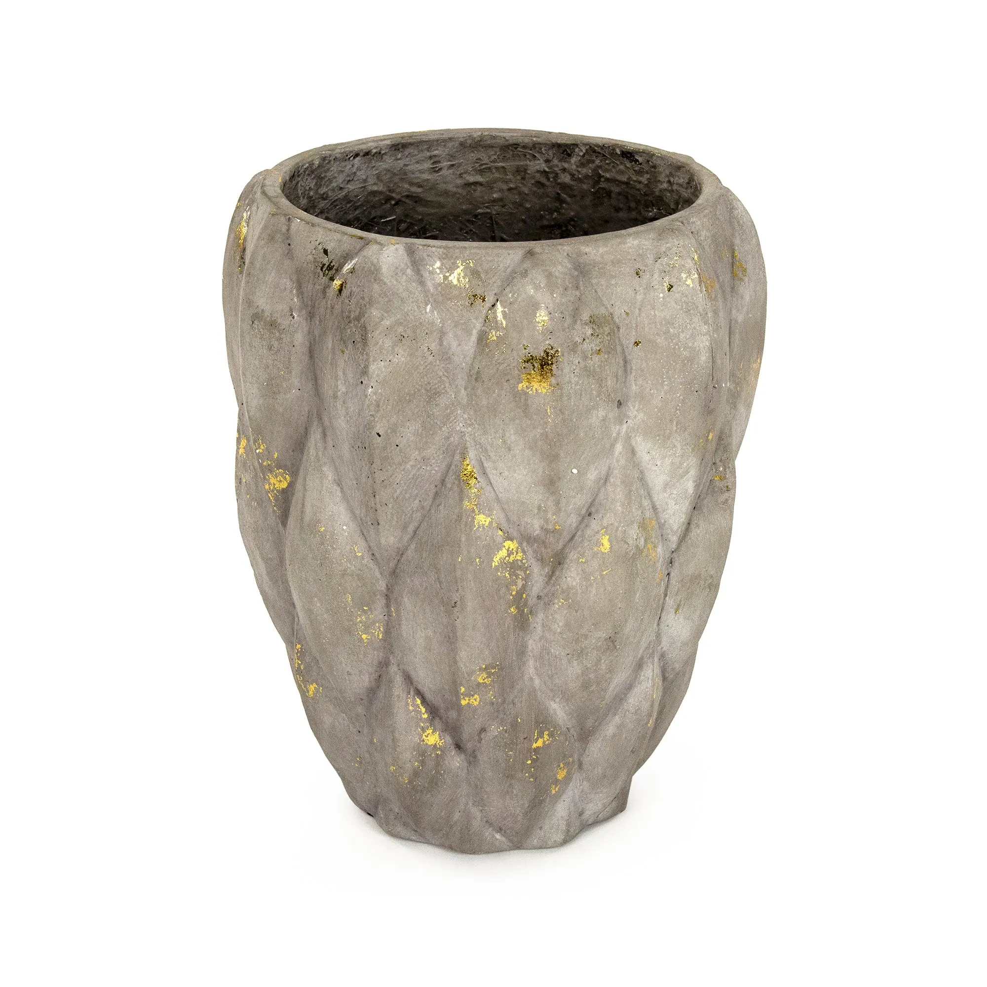 Grey and Distressed Gold Leaf Vase Large by Zentique