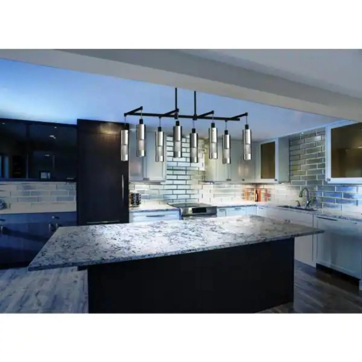 Grid 3 36 in. 8 Lights Pendant Light Brushed Nickel finish