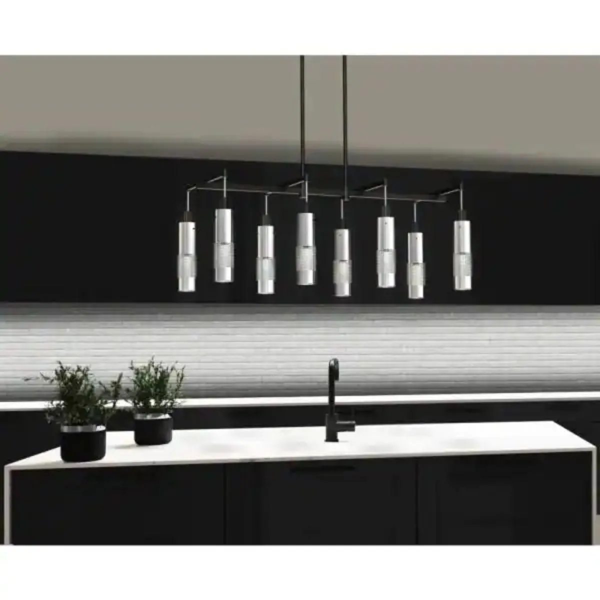 Grid 3 36 in. 8 Lights Pendant Light Brushed Nickel finish