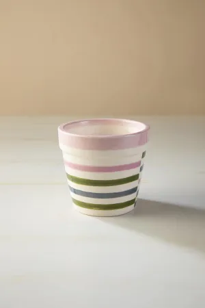 Gyamati Stripes Mauve Ceramic Herb Planter (Set Of 2)