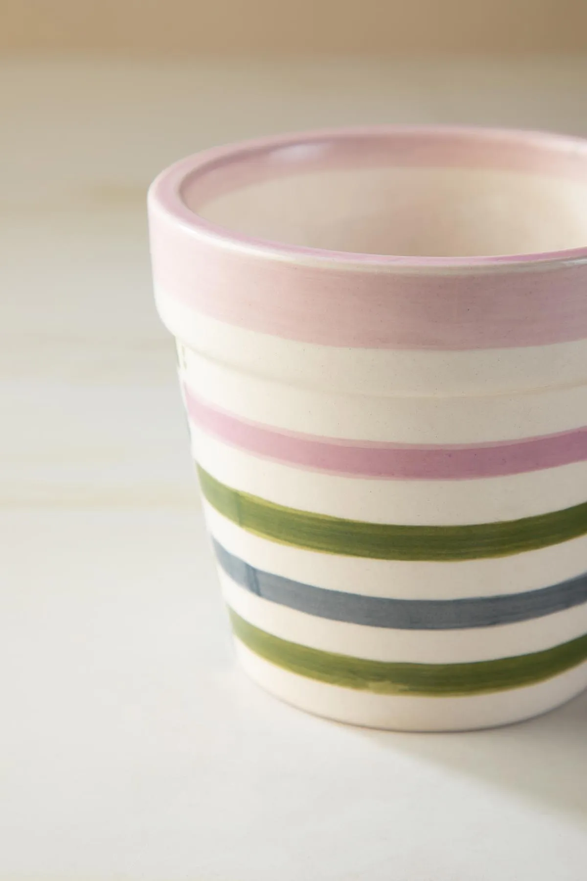 Gyamati Stripes Mauve Ceramic Herb Planter (Set Of 2)