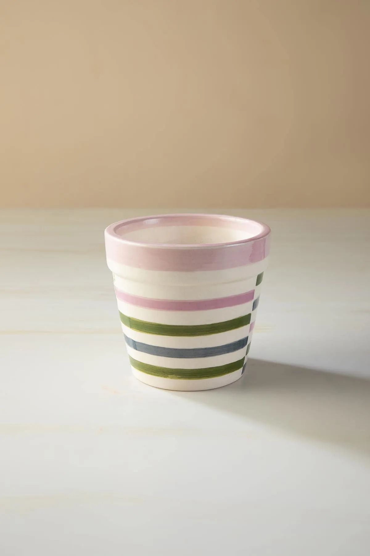Gyamati Stripes Mauve Ceramic Herb Planter (Set Of 2)