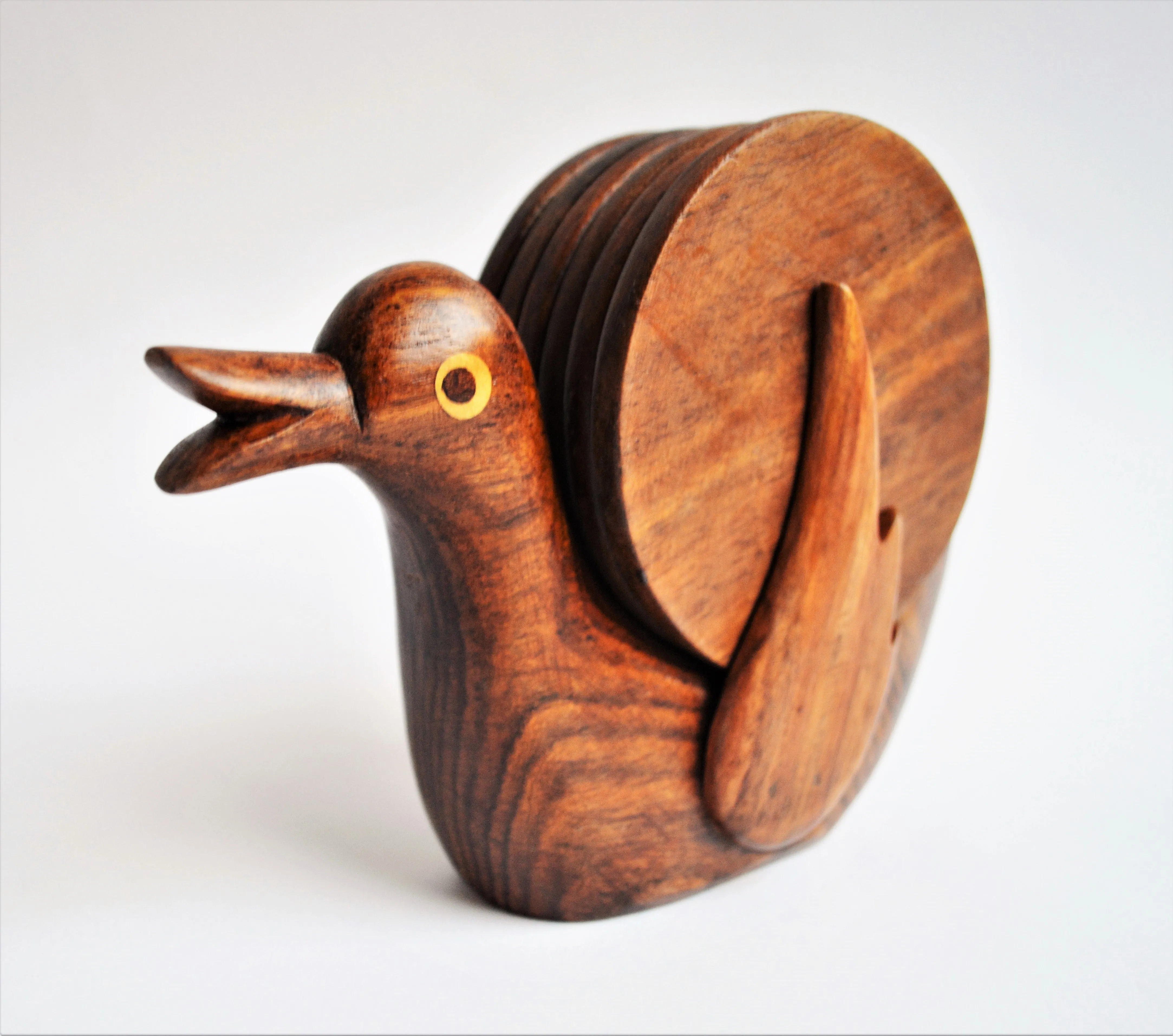 Hand-carved DUCK coaster set