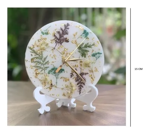 HANDARTED Premium Stylish Resin Luxury Table Clock with Stand Silent Quartz Decorative Latest Table Clock Battery Operate Easy to Use for Home/Office/School MDF Base Decor