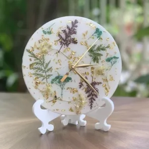 HANDARTED Premium Stylish Resin Luxury Table Clock with Stand Silent Quartz Decorative Latest Table Clock Battery Operate Easy to Use for Home/Office/School MDF Base Decor
