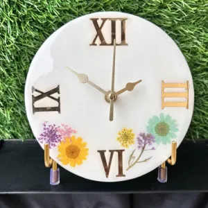 HANDARTED Premium Stylish Resin Luxury Table Clock with Stand Silent Quartz Decorative Latest Table Clock Battery Operate Easy to Use for Home/Office/School MDF Base