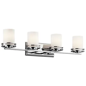 Hendrik 34 In 4-Lights Bathroom Vanity Light With Satin Etched Cased Opal Glass, Chrome Finish