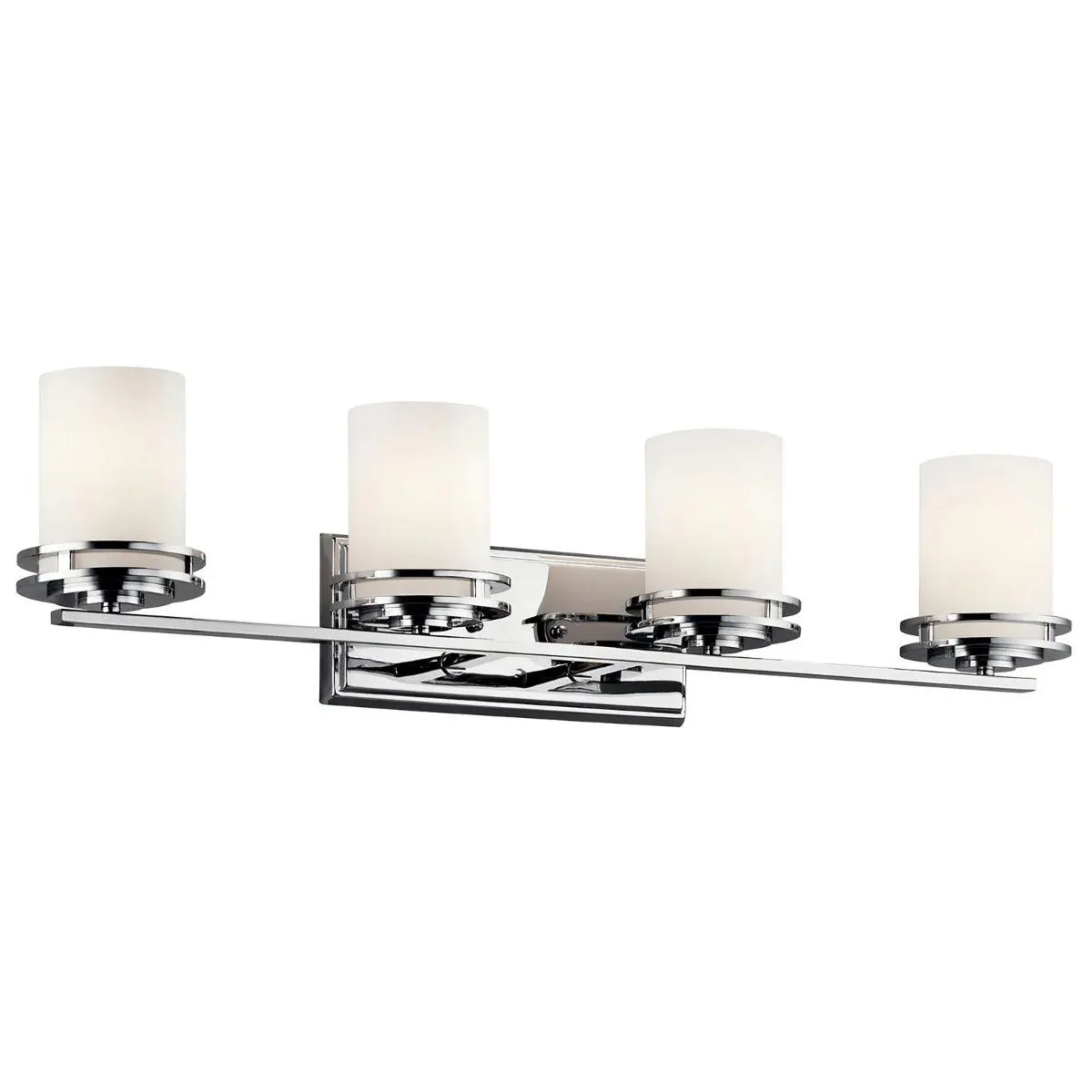 Hendrik 34 In 4-Lights Bathroom Vanity Light With Satin Etched Cased Opal Glass, Chrome Finish