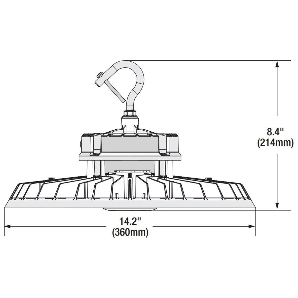 High Bay UFO LED Light, 150 Watts, 35K/40K/50K, 22500 Lumens, Black Finish, 120-277V