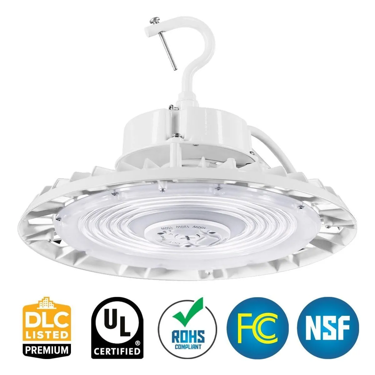 High Bay UFO LED Light, 150 Watts, 35K/40K/50K, 22500 Lumens, Black Finish, 120-277V