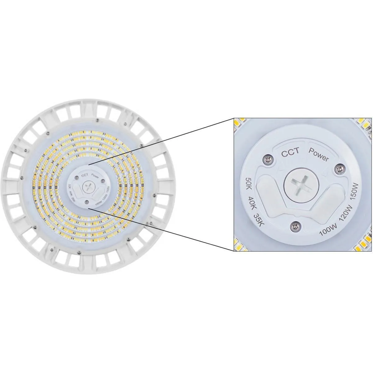 High Bay UFO LED Light, 150 Watts, 35K/40K/50K, 22500 Lumens, Black Finish, 120-277V