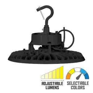 High Bay UFO LED Light, 150 Watts, 35K/40K/50K, 22500 Lumens, Black Finish, 120-277V
