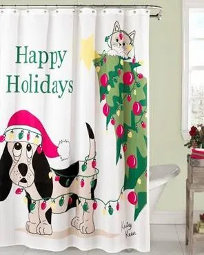 Holiday Mischief Fabric Shower Curtain