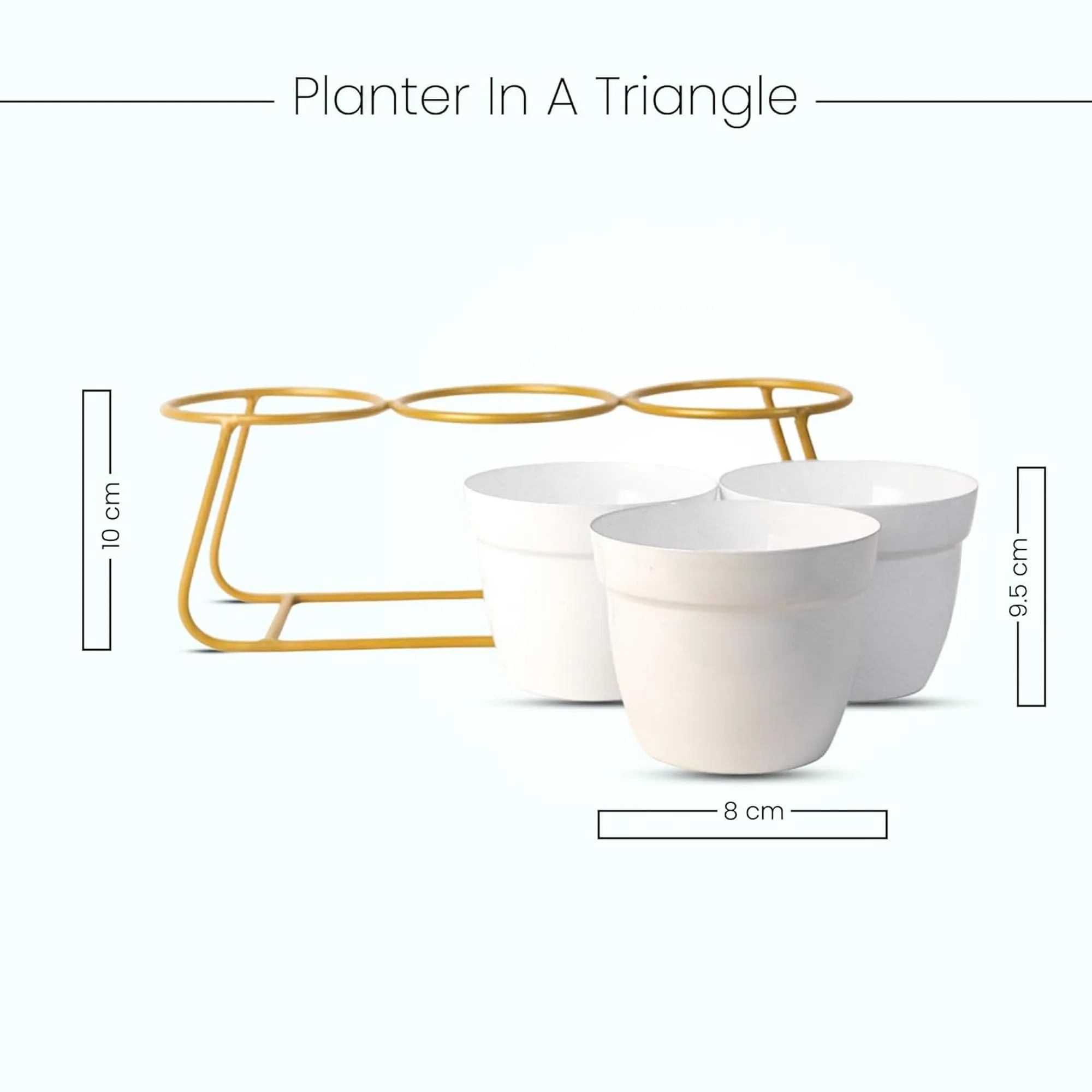 Homestic Planter|Flower Pot for Indoor|Home Décor Flowers Pot|Decorative Planter Basket|Flower Planter for Office Décor|Balcony Flower Pot|3 Planter with Golden Stand|1129-B|White