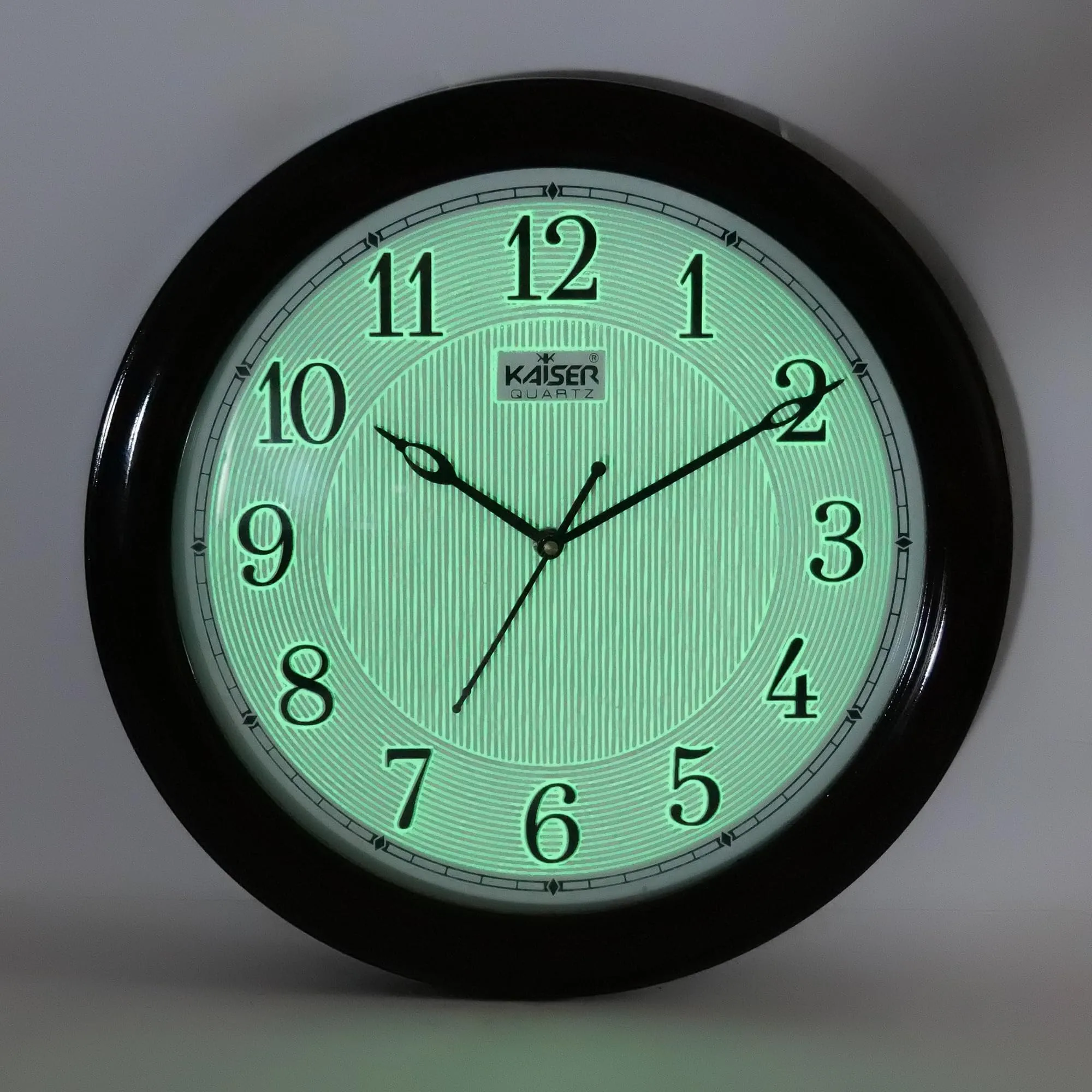 KAISER Night Glow 13 Inch Quartz Wall Clock - Non-Ticking Silent Movement Wooden Clock for Home & Office (Rosewood 10)