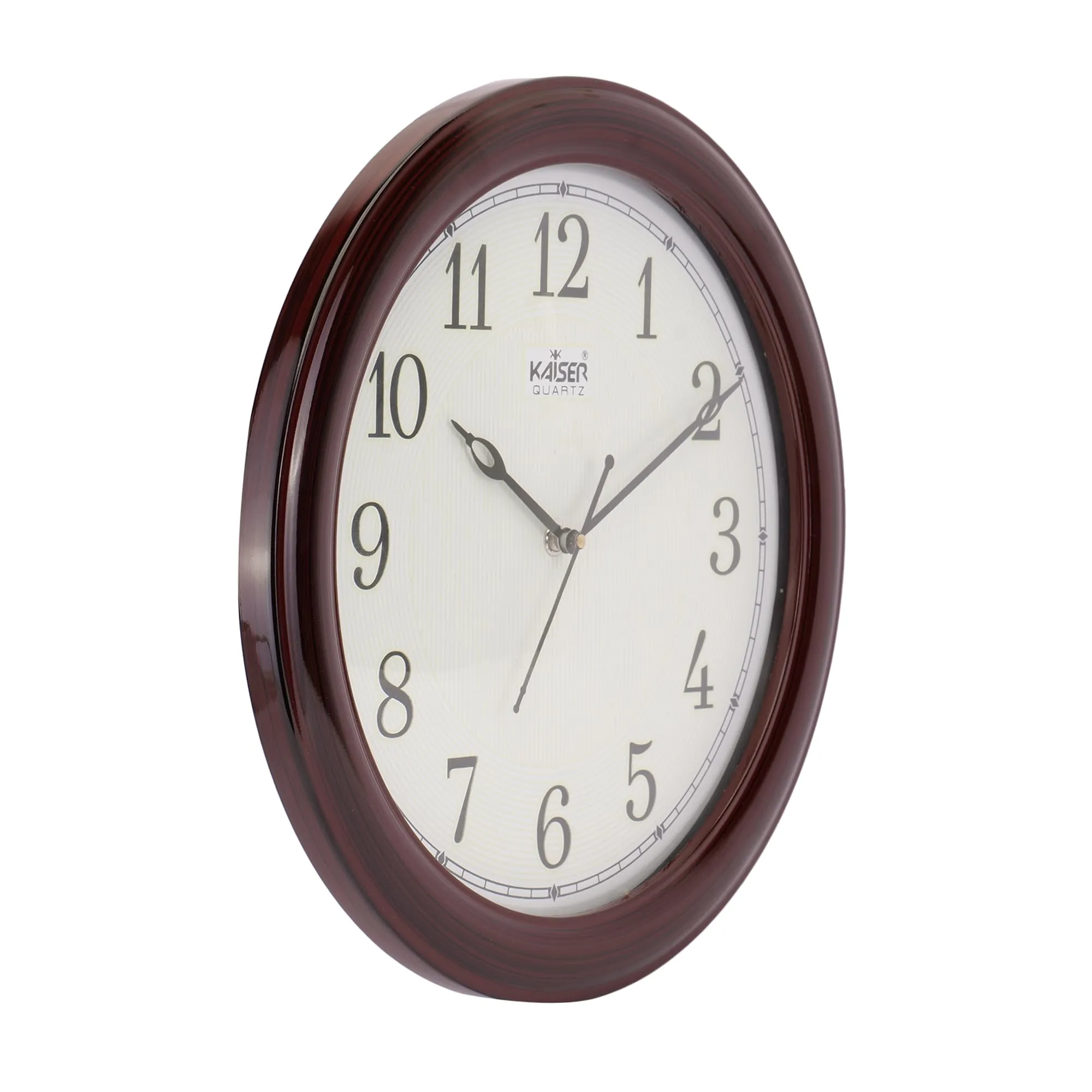 KAISER Night Glow 13 Inch Quartz Wall Clock - Non-Ticking Silent Movement Wooden Clock for Home & Office (Rosewood 10)