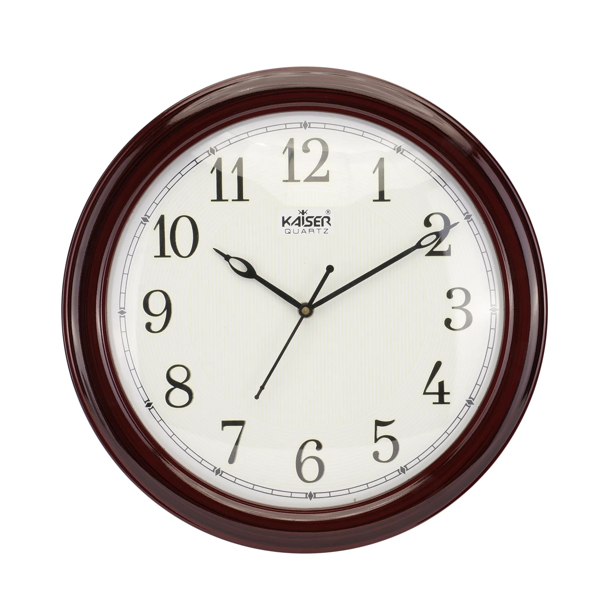 KAISER Night Glow 13 Inch Quartz Wall Clock - Non-Ticking Silent Movement Wooden Clock for Home & Office (Rosewood 10)
