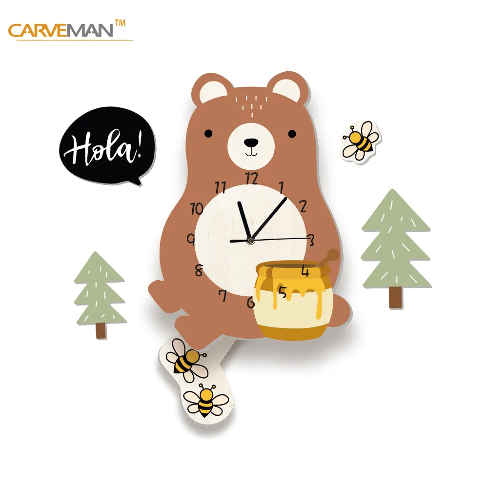 Kids Swing Watch Wall Clock with Cartoon Owl Design