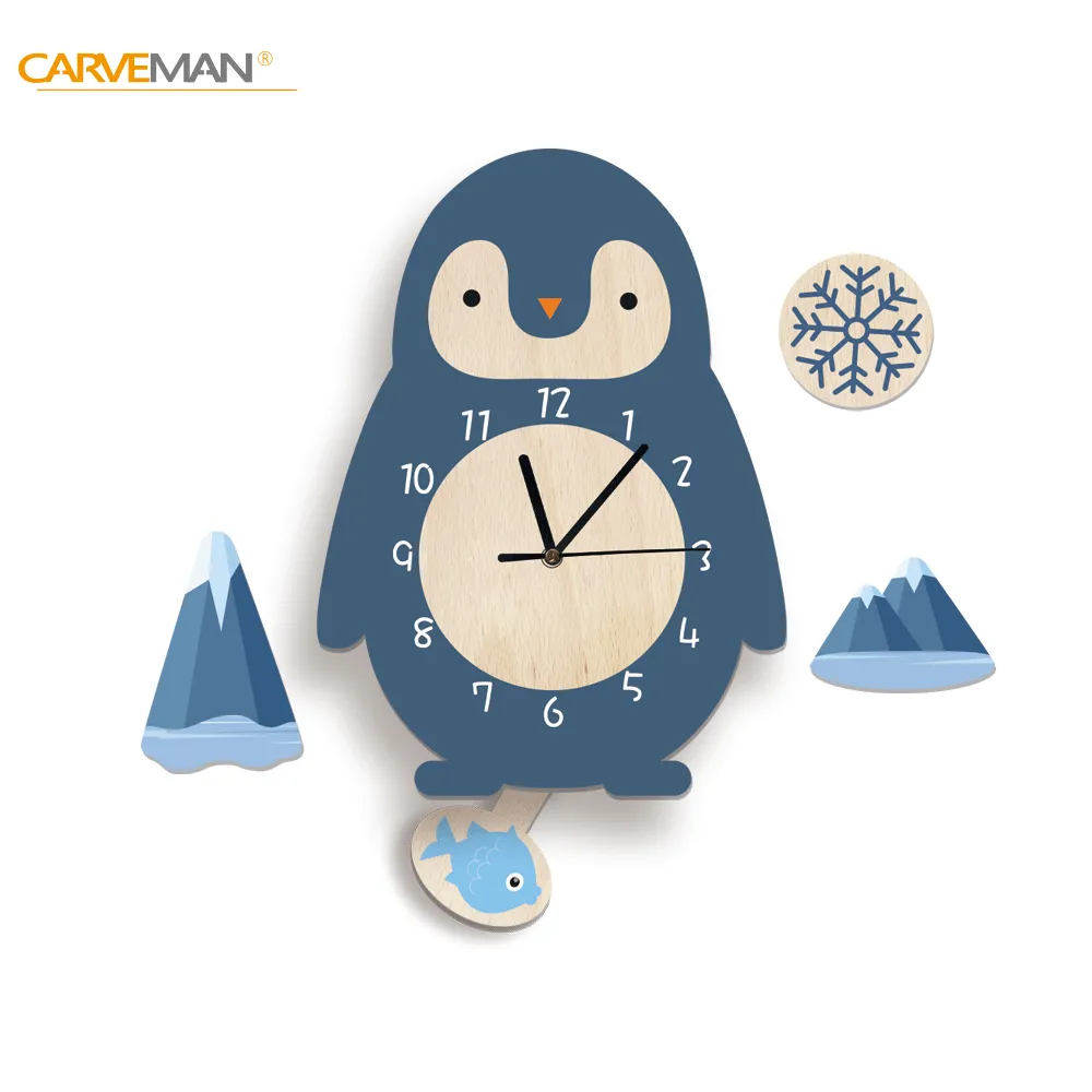 Kids Swing Watch Wall Clock with Cartoon Owl Design