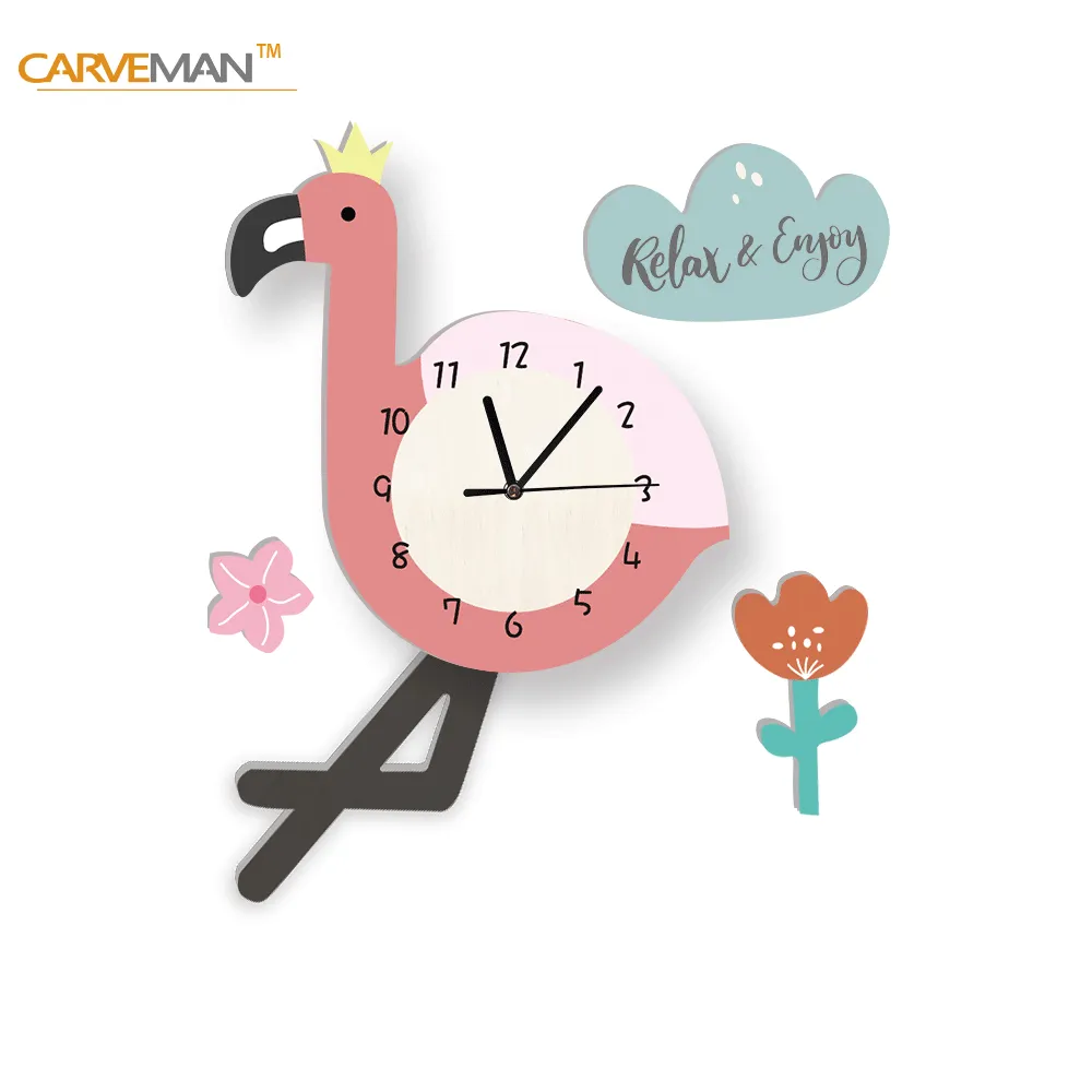 Kids Swing Watch Wall Clock with Cartoon Owl Design