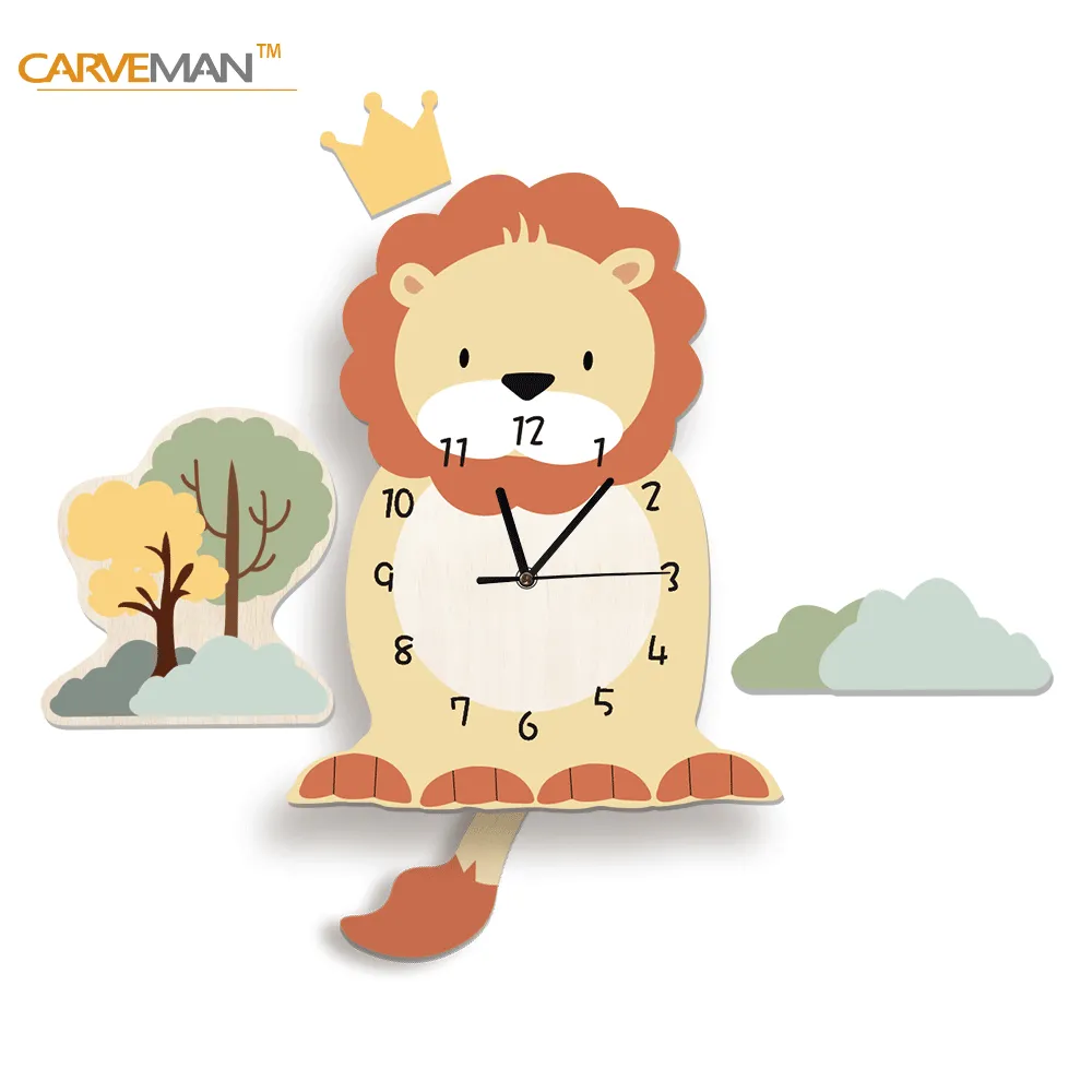 Kids Swing Watch Wall Clock with Cartoon Owl Design