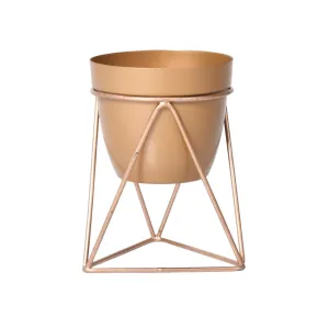 Kuber Industries Planter | Planter Stand for Garden | Plant Stand for Home | Planter Pot Stand for Outdoor | Gamla Stand for Home | Metal Indoor Pots with Drainage Hole | Set of 1 | Gold