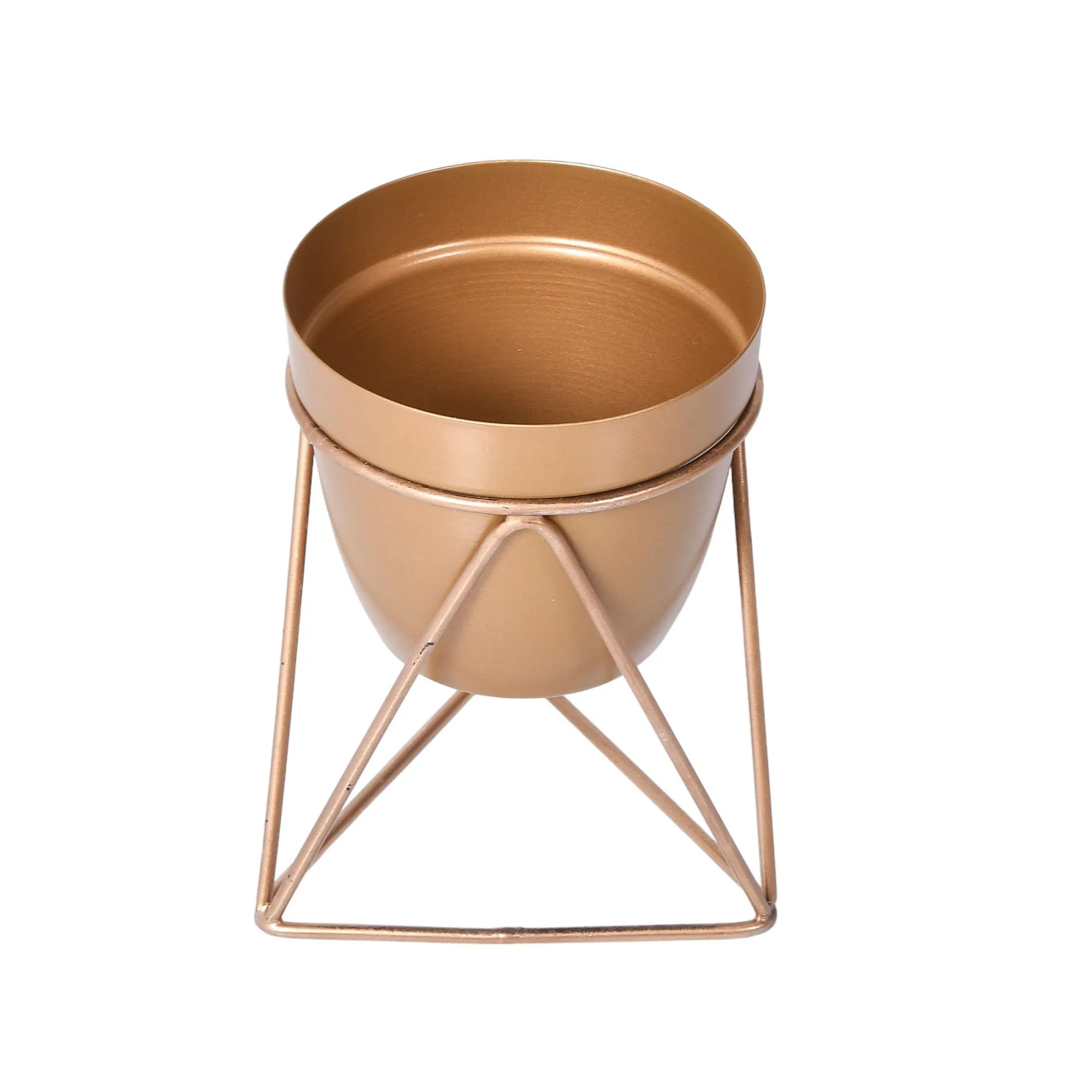 Kuber Industries Planter | Planter Stand for Garden | Plant Stand for Home | Planter Pot Stand for Outdoor | Gamla Stand for Home | Metal Indoor Pots with Drainage Hole | Set of 1 | Gold