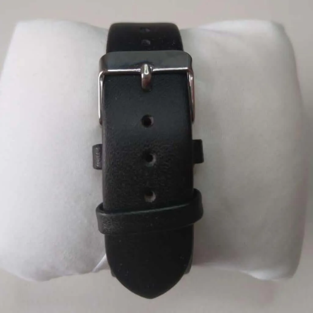 Large Male British Voice 2 Button Talking Watch White Dial Leather Strap
