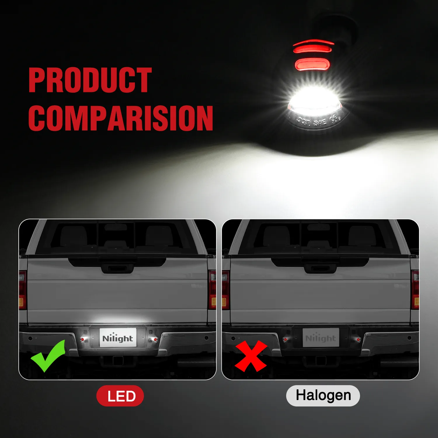 License Plate Lights Compatible with 1990-2003 2004 2005-2008 2009 2010 2011 2012 2013 2014 Ford F150 1999-2016 F250 F350 F450 F550 Super Duty with Red OLED Neon Tube 6000K White 2PCS Pack