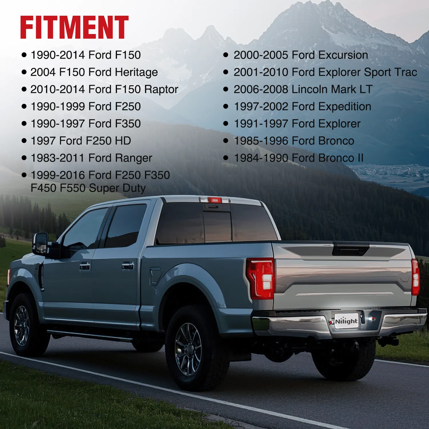 License Plate Lights Compatible with 1990-2003 2004 2005-2008 2009 2010 2011 2012 2013 2014 Ford F150 1999-2016 F250 F350 F450 F550 Super Duty with Red OLED Neon Tube 6000K White 2PCS Pack